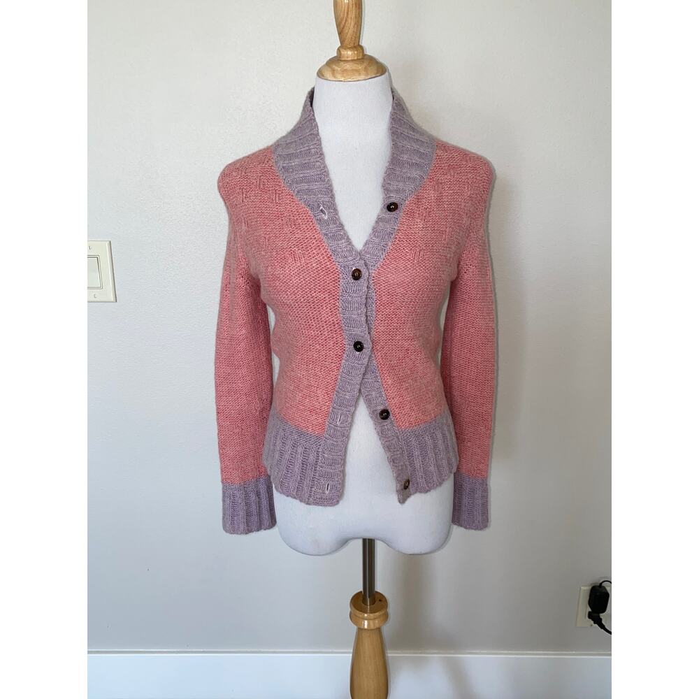 TSE Surface Alpaca Blend Cardigan Sweater Pink/Lavendar Size Small
